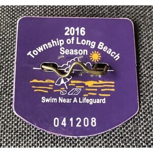 2016 Beach Badge Pin Long Beach Township New Jersey Shore LBI Surf Summer Decor